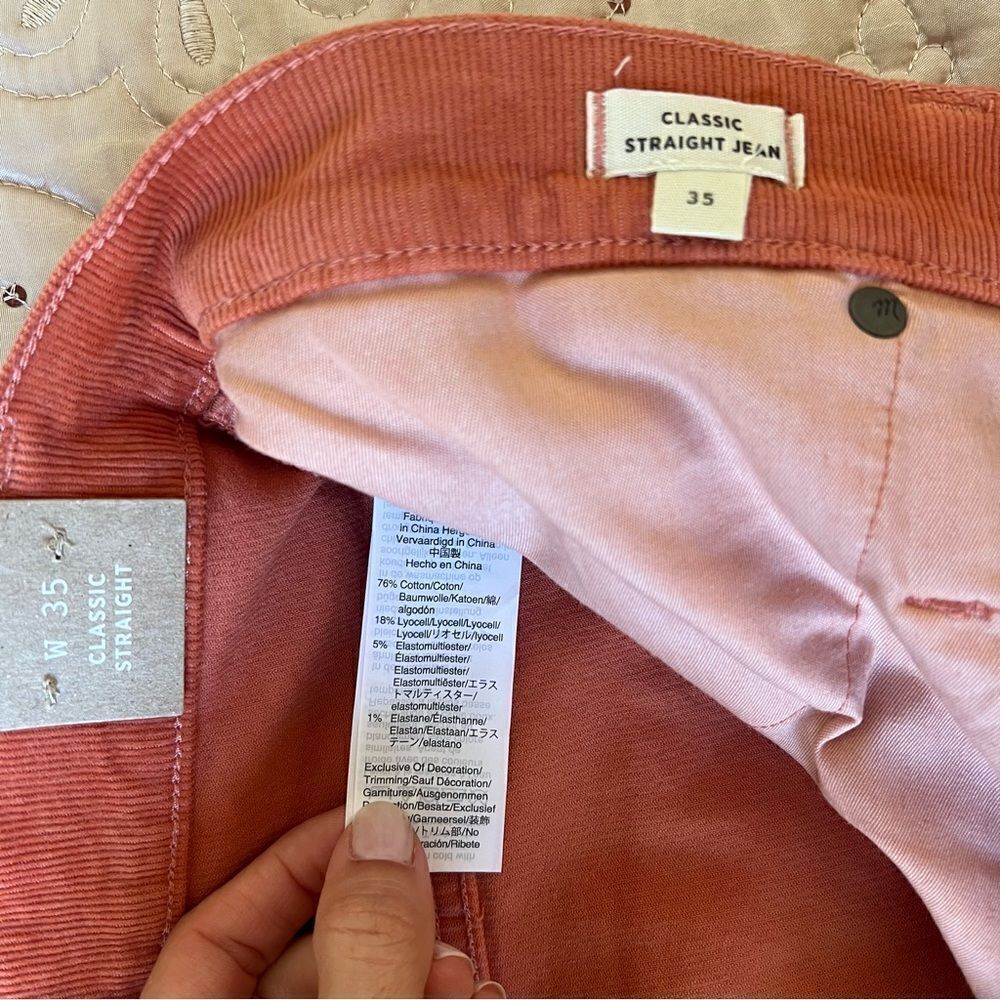 Madewell Corduroy Classic Straight Leg Jean Pants NEW Size 35 - Picture 10 of 10